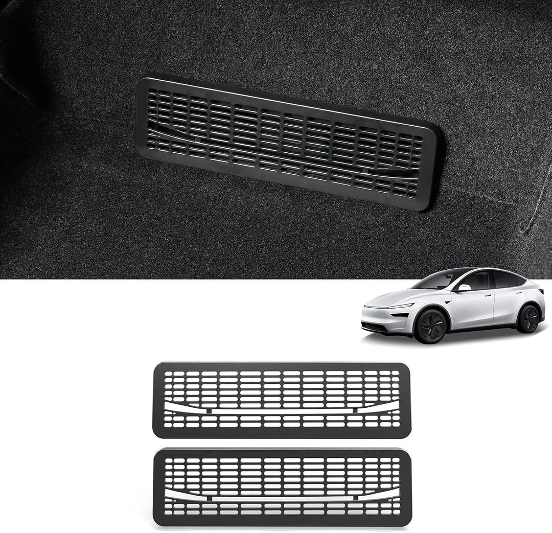 LUCKEASY 2PCS Floor Air Flow Vent Grille Protection for Tesla Model Y Juniper 2025 2026 Air Vent Cover Rear Under Seat Air Condition Outlet Grille Protector for Model Y Juniper Accessories
