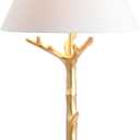 JONATHAN Y 33.5" Gold Leaf Resin LED Table Lamp, Glam Transitional Nature-Inspired Design for Living Room Bedroom Nightstand, White Linen Shade, LED Bulb Included, UL Listed JYL3069A