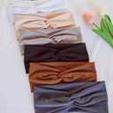 Hjiaruiky 6Packs Thick Wide Headbands for Women Knotted Headband Cloth Fabric Cute Stretchy Soft Running Twist Headbands Womens Fashion Head Bands for Women's Hair Accessories Black White