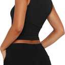 REORIA Butsmooth Women's Square Neck Going Out Crop Tops Double Lined Cute Basic Tank Tops 2026 Clothes (Black, M)