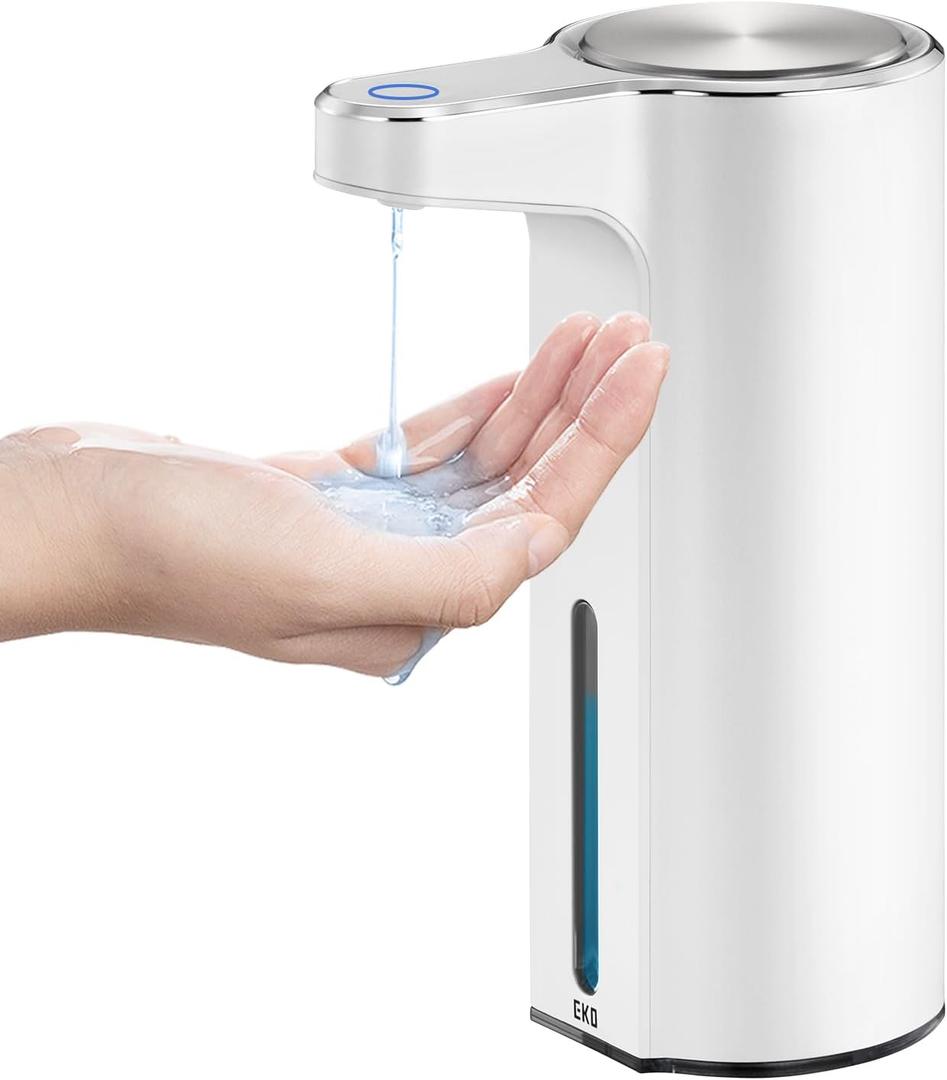 EKO Aroma Touchless Automatic Soap Dispenser for Bathroom and Kitchen, Liquid Hand Soap Dispenser, Water-Resistant and Rechargeable, 9 fl oz (White)