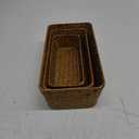 3 Natural Wicker Basket Set Rectangular Handwoven Seagrass Basket Storage Bins Home Organizer Bins - Household Basket Box for Shelf Wardrobe Desktop Home Decor (Caramel)