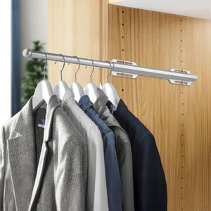 Valet Rod for Closet Pull Out, 12" Adjustable extending closet rod, Standard Retractable closet rod organization rack, Valet Clothing Hanger Rods Extender for Wardrobe Laundry Bathroom (Starry Silver)