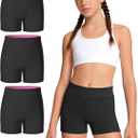 JOCMIC 3 Pack Girls Athletic Shorts Dance Gymnastics Yoga Running for Kids 9-10 Years