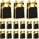AmazingSpark 50 Pcs Black Gold Mini Gift Bags Bulk 6.3 x 3.9 x 2.8 Inch Party Favors Elegant Small Gift Bags with Handles and Ribbon Bows for Wedding Birthday Bridal Baby Shower Party Favors