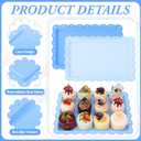 6 Pcs Blue Serving Trays Plastic Platters Dessert Cupcake Holder Party Supplies 14.4 x 9.3 Inches Rectangular Cookie Snack Display Tray for Wedding Restaurant