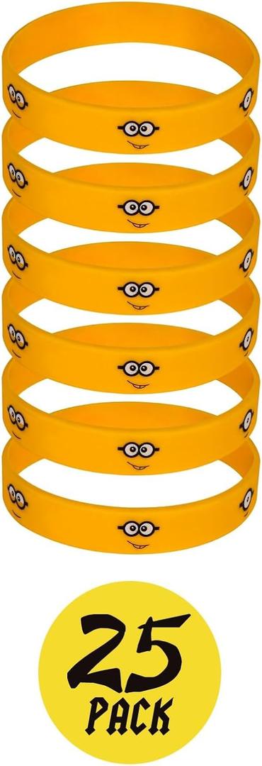 Yellow Cartoon Party Favor Supplies, Birthday Celebration Decorations Gift Despicable Theme Treat Loot Goody Bags Filler Mini 25 Pack (Silicone)