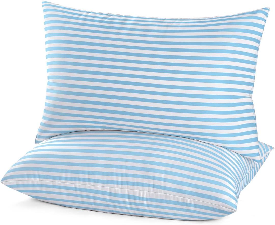 EIUE Bed Pillows for Sleeping 2 Pack Queen Size Super Soft Down Alternative Microfiber Filled Pillows, Pillows for Side and Back Sleepers,20 x 30 Inches, Blue
