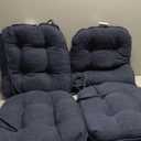 Chair Cushions for Dining Chairs Set of 4, Kitchen Chair Cushions, Chair Pads with Ties and Non Slip Backing, Tufted Memory Foam Seat Cushion 4 Pack, 15.5" x 15.5" x 4", Navy Blue