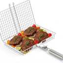 Grill Basket, Stainless Steel Fish Grill Baskets for Outdoor with Detachable Handle - Perfect for Fish, Meat, Vegetables and Ideal as Grilling Gifts for Dad, Barbecue Accessories for Camping and Cooking Essentials.