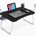 Multi-Feature Lap Desk with Cup Holder Tablet Slot and Storage Drawer - Portable Foldable Laptop Table for Bed Sofa and Floor - Metal Folding Legs 4 Colors