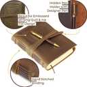 Leather Bound Journal for Men and Women, Handmade Gift Set for Writing, Feather Quill & Ink Pot Embossed Journal and Stylish Pen, A5 Vintage Notebook, Shakespeare Sketchbook, Planner, Diary 8x6"