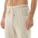 Hoerev Mens Cotton Running Athletic Sports Fashion Walking Running Yoga Breathable Pants Trousers (Beige, L)