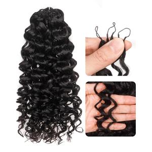 ToyoTress Kinky Curly Crochet Human Hair - 12 Inch 50G Miracle Knots Feather Crochet Hair For Black Women Natural Color Invisible Knotless Human Braiding Hair (12 Inch, 1B-50G)
