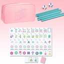 Soulchen Mini American Mahjong Tile Set Include 160 0.8 Inch Mahjong Tiles 2 Dice 4 Wooden Rulers 1 Accessory Bag 4 Beginner Rule Cards(Pastel)