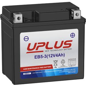 UPLUS YTX5L-BS ATV Motorcycle Battery, EB5-3 Maintenance Free 12V 4Ah SLA Batteries Scooter AGM Battery, Replacement for GTX5L-BS, ETX5L-BS, CTX5L-BS, BTX5L-BS, PTX5L-BS, AGM12-5, YTZ5S-BS