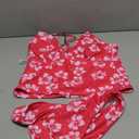 ZAFUL Women's Spaghetti Strap Tankini Swimsuits V Neck Tummy Control Tie Side Thong Bikini Swimsuits 2 Piece Bathing Suits (Medium, 3-a-red)