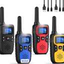 Wishouse Walkie Talkies for Adults Long Range-Rechargeable 4 Pack 2 Way Radios, Hiking Accessories Camping Gear Xmas Birthday Gift for Kids Family with Lamp,SOS Siren,NOAA Weather Alert,Easy to Use (Black Blue Red Yellow)