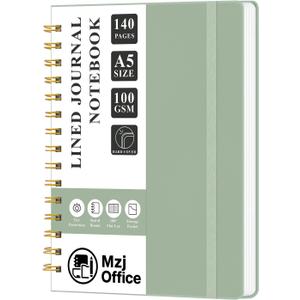 5 x Lined Journaling Notebook for Women, A5 Spiral Notebook with 100gsm Thick Paper, 70 Sheets / 140 Pages, Notebooks for Work, Journals, Notes, Bible Study, and Daily Use (A5 | 5.83" x 8.27", Sage Green)