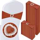 VitalCozy 100 Pcs Spandex Chair Sashes with Heart Shaped Buckle Slider Stretch Chair Cover Band Universal Elastic Ties for Wedding Banquet Event Party Decoration(Terracotta)