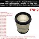 2 PACK KLEAN AIR 17812 Replacement Blue Stripe Cartridge Filter Compatible with Crafts man Replace Part 17812 9-17812 73108 Pleated Paper Vacuum Dirt Filter for most 5,6,8,12 gallon vacs before 1988