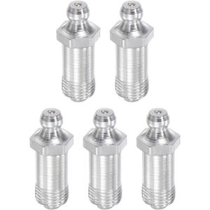 uxcell Steel Straight Grease Fitting G1/8 Thread 11mm Width Hydraulic Grease Fitting Accessories, 5Pcs