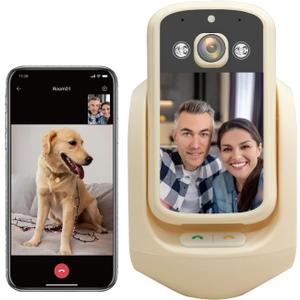 2-Way Video Calling Camera with 2.8" Display, In-House Monitoring Pet Camera with Speaker, 360° View PTZ WiFi AI Motion Detection Indoor for Puppy/Cat/Dog with Phone App Control, Indoor Home Security