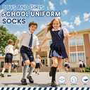 Kids Knee High Socks Boy Girls Cotton School Uniform Breathable Casual Sports Socks 3 Pairs (Black/White/Gray)