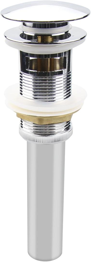 Pop Up Sink Drain with Overflow, Bathroom Faucet Vessel Vanity Sink Drain Stopper, Polished Chrome (Big Popup Cap)