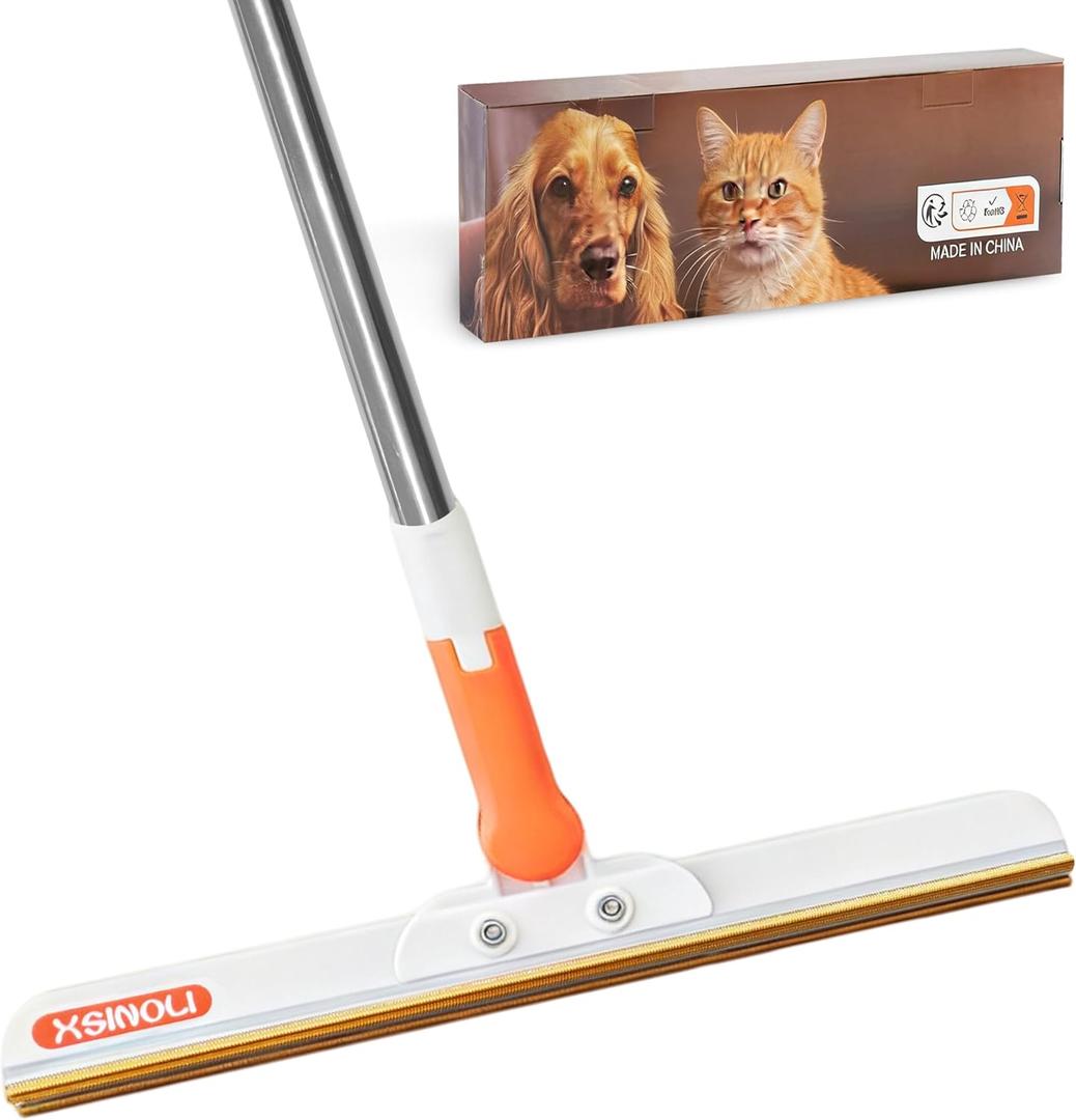 Carpet Rake for Pet Hair Removal -Reusable Pet Hair Remover, 57.5 Adjustable Long Handle Cat Dog Carpet Rake Scraper with Patented Design,Tool for Deep Cleaning Carpets, Rugs, Mats Stairs