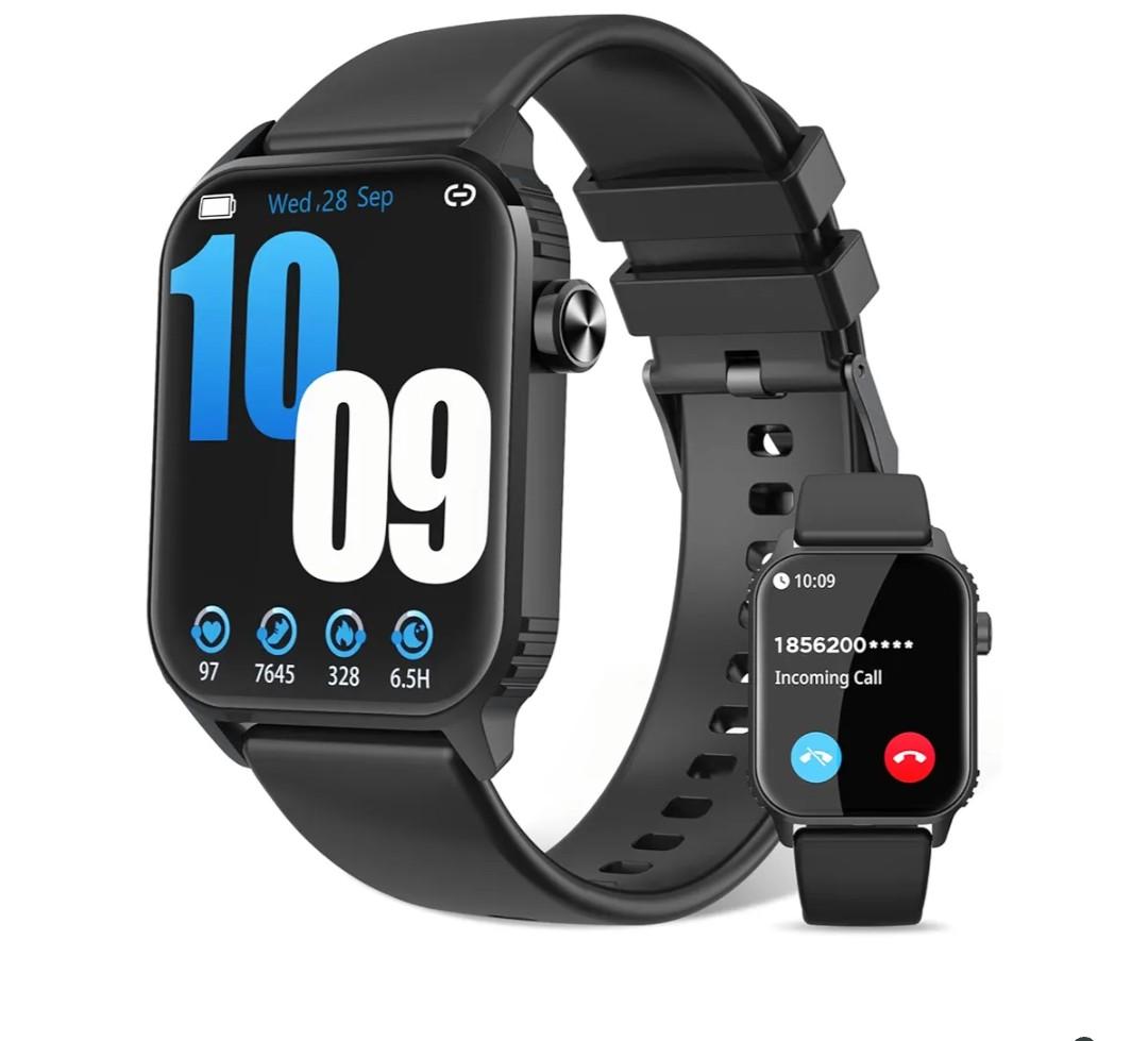 Smart Watch for Men, 120+ Sports Modes Smartwatch with 1.83" HD Touchsreen, Sleep Monitor, IP67 Waterproof, Bluetooth Call & Music Control Fitness Watch for iPhone/Android Black