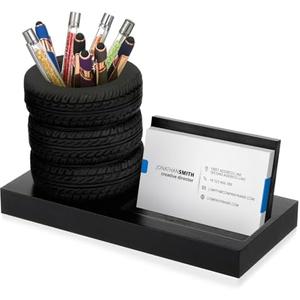 Sherr Tire Shape Stationery Set Car Salesman Gift Tire Stack Pen Holder Business Card Holder Car Salesman Desk Accessories for Desk Office Mechanics Gifts