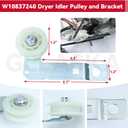 GELASKA 4392067 Dryer Repair Kit with WPW10314173 Dryer Drum Support Roller, W10837240 Dryer Idler Pulley and Bracket, 661570V Belt, WPW10359271, WPW10359272 Dryer Drum Support Roller Shaft