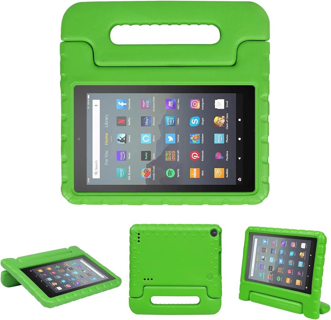 Kids Case for Fire 7 Inch Tablet 9th/7th/5th Generation Tablet (2019/2017/2015 Release) Kid-Proof & Shockproof Case Sturdy Soft Durable EVA Protective Cover with Convenient Handle, Green