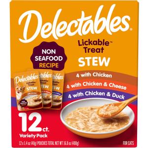 Delectables Non-Seafood Stew Lickable Wet Cat Treats, Variety Pack, 1.4 Ounce (Pack of 12)