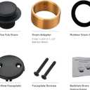 Black Tub Drain Tip-Toe Tub Trim Set Conversion Kit Assembly, Hidrop Bathtub Drain Replacement Trim Kit with 2-Hole Overflow Faceplate and Universal Fine/Coarse Thread, Matte Black