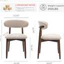 COLAMY Wooden Dining Chair, Modern Fabric Upholstered Dining Room Chair, Farmhouse Kitchen Side Chairs with Foot Pegs, Beige