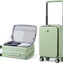 Hanke Top Opening Carry On Luggage, 20 Inch Zipperless Aluminum Frame Wide Handle Luggage, All-PC Hard Shell Trunk Suitcase with Spinner Wheels, TSA Airline Approved (Bamboo Green, 40L)