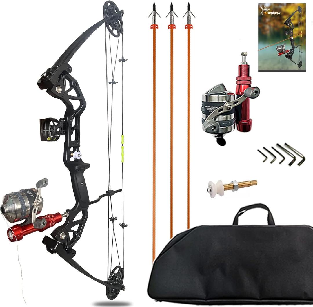 Lanneret Bowfishing Bow Kit with Arrow 15-45 LBS Shoot Right/Left Handed Draw Length 18"~29.5" Fully Adjustable 2025 New Complete Compound Bow Fishing Kit