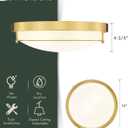 16 inch Flush Mount Light Fixture, 3-Light Modern Ceiling Light with Polished Gold Finish for Hallway Kitchen Laundry Bedroom, CL4822-3W-PG