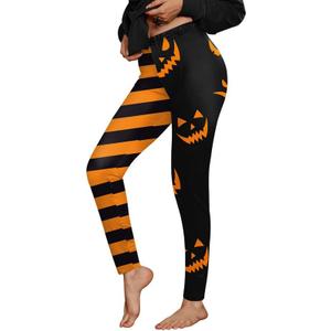 For G and PL Women's Halloween Costume Print Stretchy Leggings (Black, S)