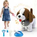 Talkfun Interactive Plush Puppy Toys for 1,2,3 Year Old Boy Girl Gifts, Musical Walking Dog with Leash, Realistic Pet Play Toy for Toddlers 13 Age, Soft Stuffed Electronic Puppy with Accessories (Brown & White)