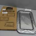 4-Pack Silver Serving Trays Set - ZENOVLUX Lightweight Bow Floral Engraved Mirror Decorative Tray, 13.8" x 8.7" Party Platters for Easter, Food, Appetizer, Charcuterie, Cookies, Desserts