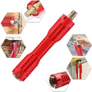 Faucet and Sink Installer8-in-1Multi-purpose Wrench Plumbing Tool for Toilet Bowl/Sink/Bathroom/Kitchen Plumbing Repair Installation Hand Tools(red)