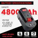 VANTTECH (Upgraded to 4.8Ah Ni-Mh Replacement Battery for Black and Decker 18V Battery HPB18 HPB18-OPE Compatible with Black + Decker Battery 18 Volt FS18FL A1718 Firestorm Cordless Power Tool