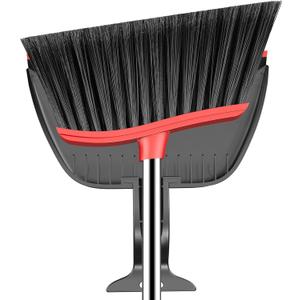 Broom and Step-on Dustpan Set, 59-in Adjustable Long Handle Broom with Dustpan Combo Set Outdoor Angle Broom for Sweeping Indoor Dust Pet Hair for Cleaning Kitchen Garage Deck Patio, Black&Red