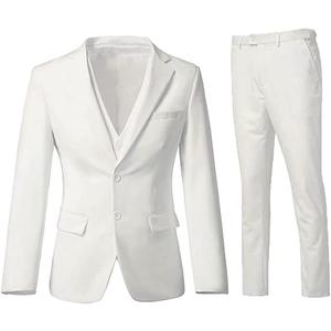 Men's 3 Piece Slim Fit Suit Set, Two Button Blazer Solid Jacket Vest Pants Wedding Business Suit (X-Small, Ivory)