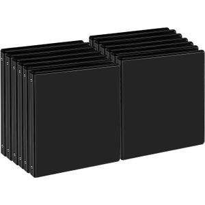 0.5-inch 3-Ring Binder, 1/2 Inch Round Ring Binder with 2 Inside Pockets, 12 Pack Black Binders, Clear View Cover Binders Holds 8.5'' x 11''Paper for Office/Home/Back to School