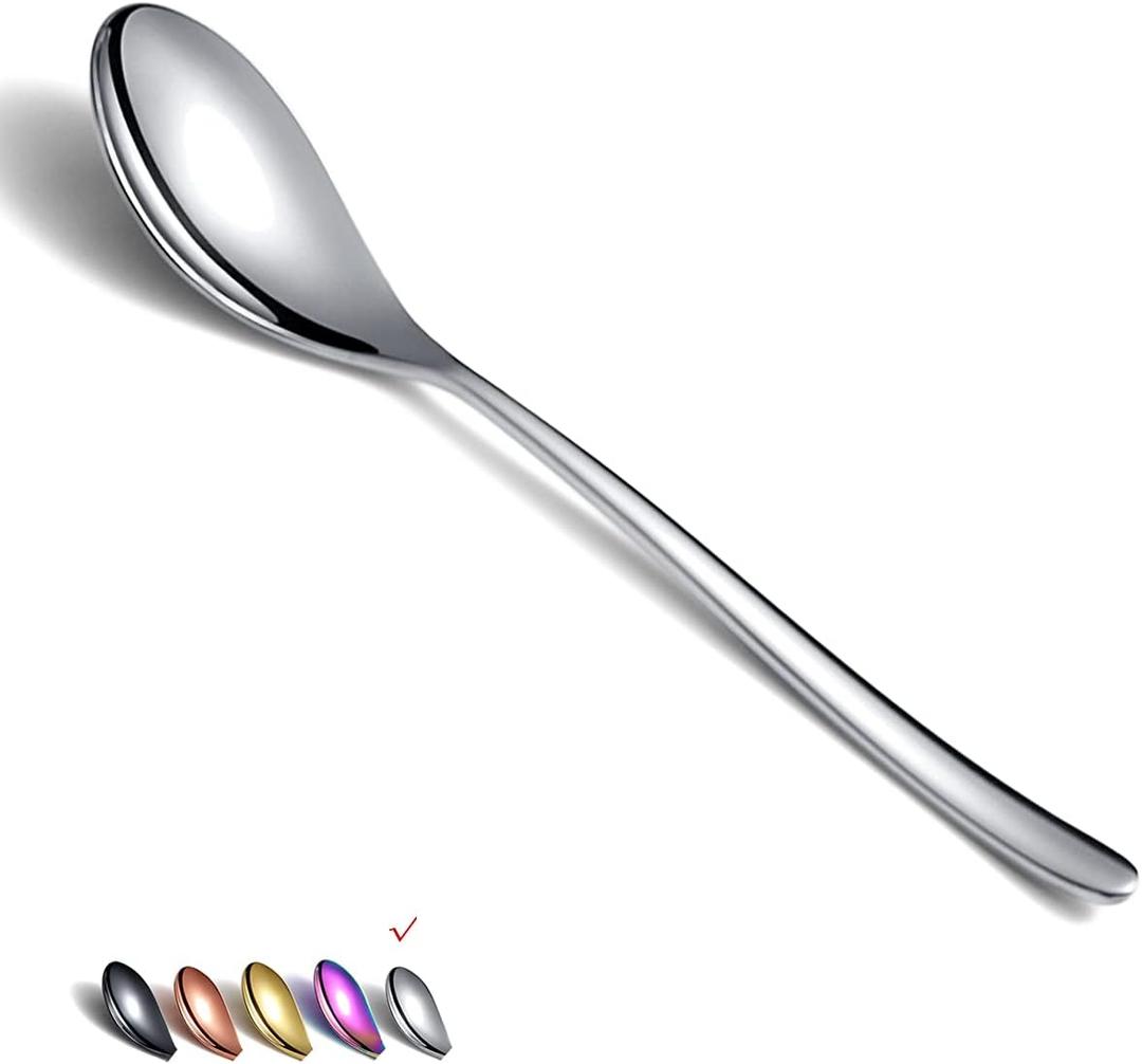 Dinner Spoons 6 Piece, 8.1'' Stainless Steel Tablespoons, Soup Spoons, Dessert Spoons, Spoons Silverware for Home, Kitchen or Restauran,Dishwasher Safe (Silver)