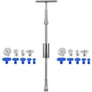 LadyRosian Paintless Dent Repair Puller Dent Puller T-Bar 18Pcs Tool with Removal Pulling Tabs for Auto Body Hail Damage Dent